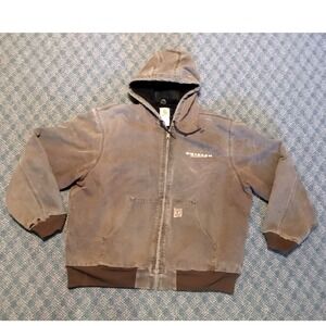 Carhartt J25 CHT Mens 2XL Regular Brown Canvas Lined Work Jacket Construction